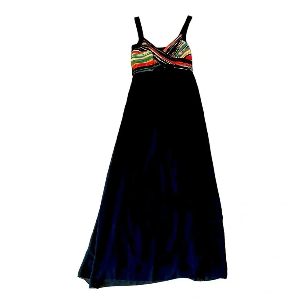 Vintage ROBBIE BEE Size 10 Maxi Dress Multi Colored Bodice - Picture 6 of 17